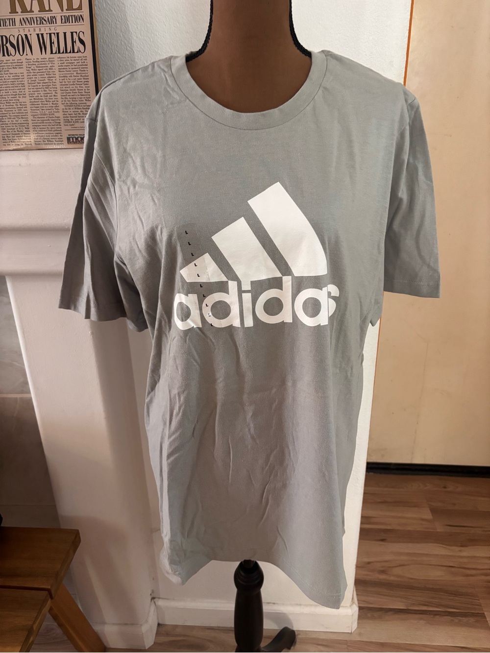 adidas Light Gray Short-Sleeve Logo Tee NWT SZ L.